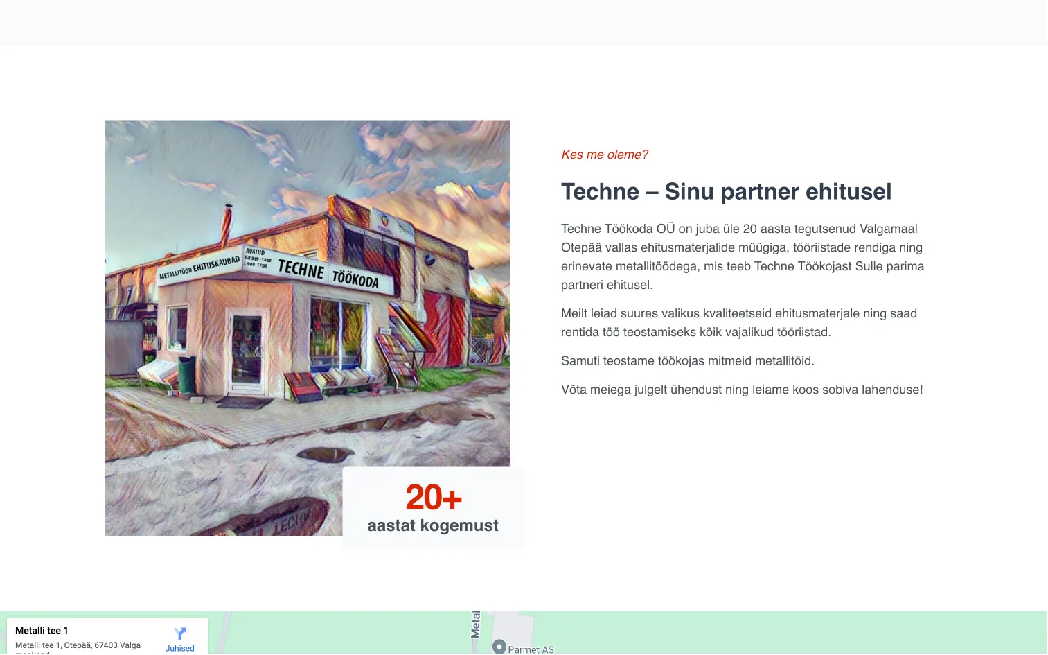 Techne koduleht – Vaade
