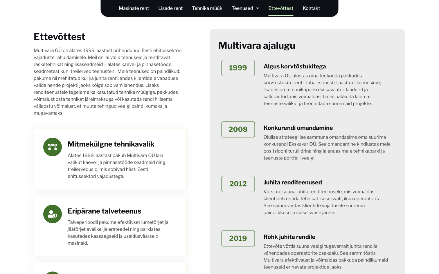 Multivara koduleht – Vaade