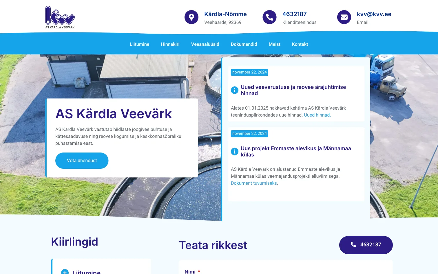 Kärdla Veevärk koduleht – Avaleht