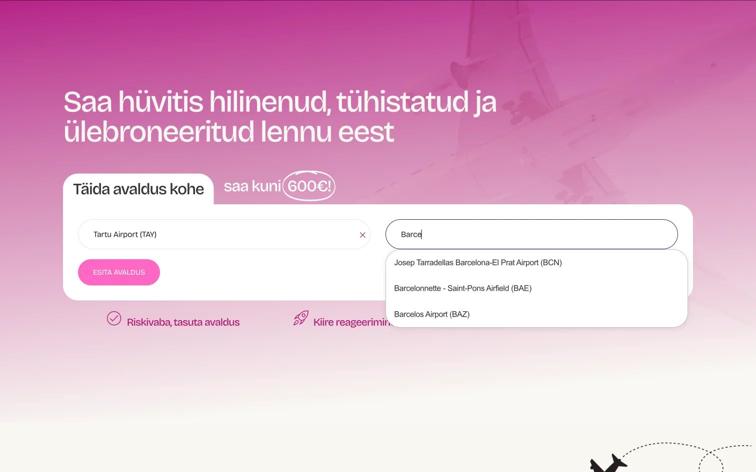 Lennuhüvitis koduleht – Avaleht